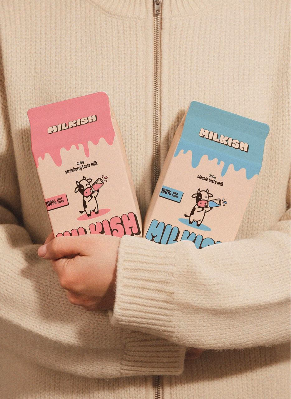 Milkish dairy brand identity and packaging design